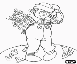 Coloriage Un cadeau pour maman, un bouquet de fleurs