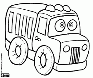 Coloriage Un camion avec les yeux ouverts