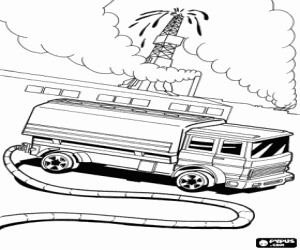 Coloriage Un camion citerne de Hot Wheels