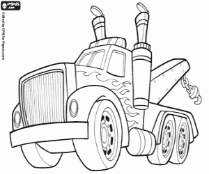 Coloriage Un camion grue d'urgence