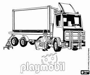 Coloriage Un camion-remorque de Playmobil