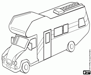 Coloriage Un camping-car sur route