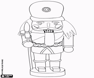 Coloriage Un casse-noisette, un soldat avec lance