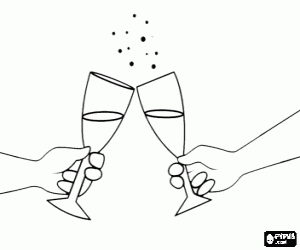 Coloriage Un champagne toast