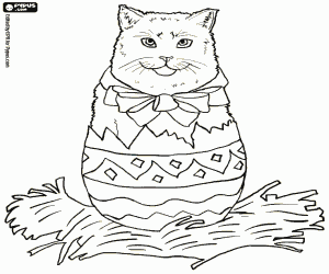 Coloriage Un chat comme décoration de Pâques