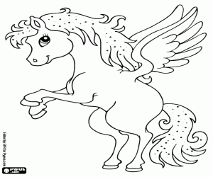 Coloriage Un cheval ailé, un animal fantastique