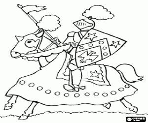 Coloriage Un chevalier sur son cheval