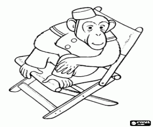 Coloriage Un chimpanzé sur une chaise