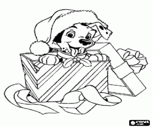 Coloriage Un chiot Dalmatien à Noël