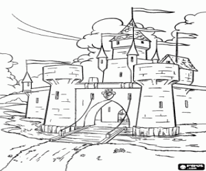 Coloriage Un château avec pont-levis