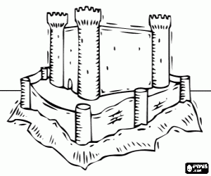 Coloriage Un château avec quatre tours