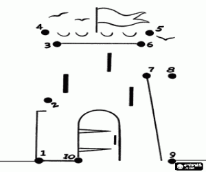 Coloriage Un château, point à point