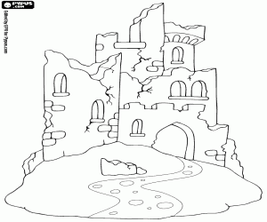 Coloriage Un château en ruine