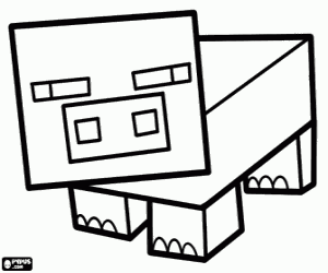 Coloriage Un cochon de Minecraft