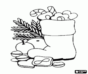 Coloriage Un coffre rempli de bonbons de Noël