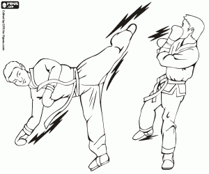 Coloriage Un combat de taekwondo