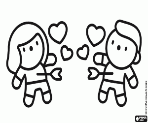 Coloriage Un couple avec des flèches coincées