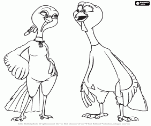 Coloriage Un couple de dindons, Jenny et Reggie