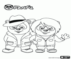 Coloriage Un couple de pandas de Panfu