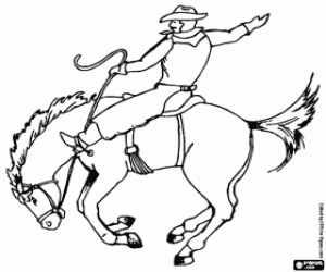 Coloriage Un cow-boy chevauchant à un rodéo