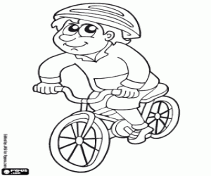 Coloriage Un cycliste avec vélo de montagne