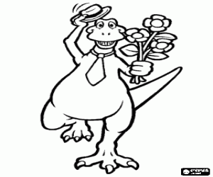 Coloriage Un dinosaure avec cravate