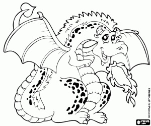 Coloriage Un dragon volant avec bouche de feu