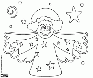 Coloriage Un drôle ange de Noël