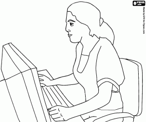 Coloriage Un emploi au bureau avec ordinateur