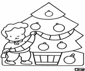 Coloriage Un enfant à des célébrations de Noël