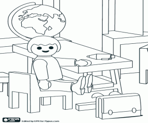 Coloriage Un enfant à l’école de Playmobil