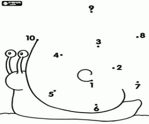 Coloriage Un escargot pour dessiner point à point