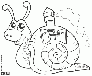 Coloriage Un escargot magique avec sa maison