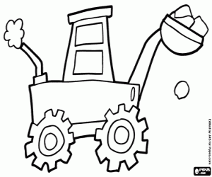 Coloriage Un excavateur chargé avec pierres