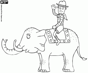Coloriage Un explorateur sur un éléphant