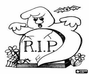 Coloriage Un fantôme dans le cimetière