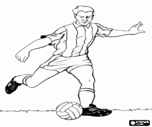 Coloriage Un footballeur à botter le ballon