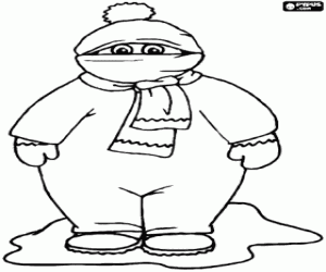 Coloriage Un garçon très abrité en hiver