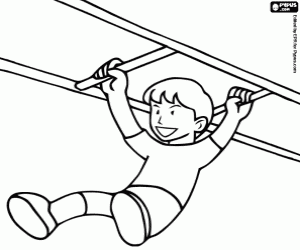 Coloriage Un garçon et les barres de gymnastique