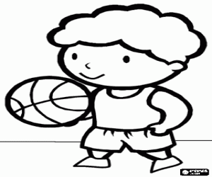 Coloriage Un garçon jouant au basketball