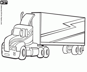 Coloriage Un grande camion-remorque