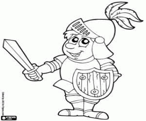 Coloriage Un guerrier médiéval avec armure