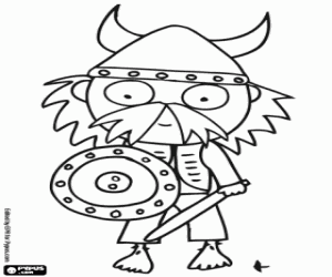 Coloriage Un guerrier viking avec grands yeux