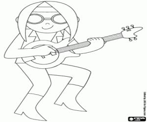 Coloriage Un guitariste du groupe de rock