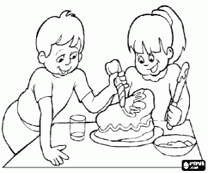 Coloriage Un gâteau surprise pour maman