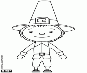 Coloriage Un homme Pilgrim, un colon