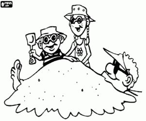 Coloriage Un jeu avec le sable de la plage