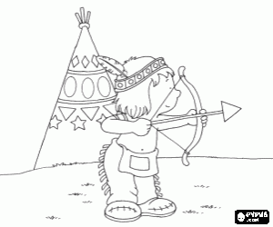 Coloriage Un jeune indien avec l'archet