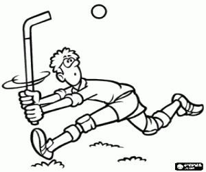 Coloriage Un joueur de hockey sur gazon