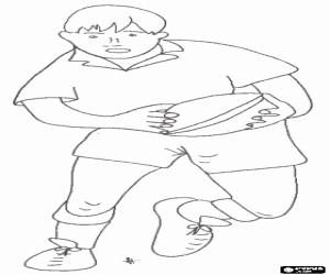 Coloriage Un joueur de rugby avec le ballon
